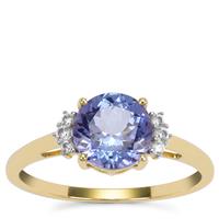 AA Tanzanite Ring with White Zircon in 9K Gold 1.95cts