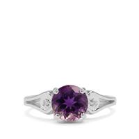 Moroccan Amethyst Ring with Diamond in Sterling Silver 1.80cts
