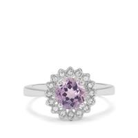 Moroccan Amethyst Ring with White Zircon in Sterling Silver 1.35cts