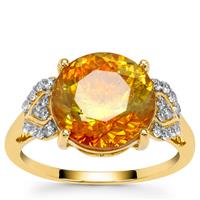 Sphalerite Ring with White Zircon in 9K Gold 7.15cts