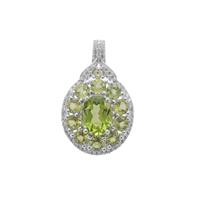 Red Dragon Peridot Pendant with White Zircon in Sterling Silver 4.35cts