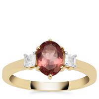 Rosé Apatite Ring with White Zircon in 9K Gold 1.40cts