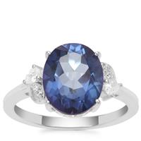 Hope Topaz Ring with White Zircon in Sterling Silver 4.63cts