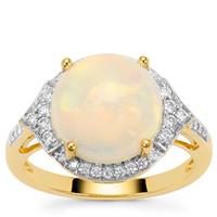 Ethiopian Opal Ring with Diamond in 18K Gold 4cts