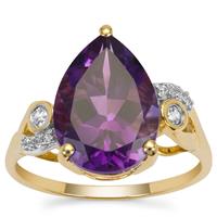 Moroccan Amethyst Ring with White Zircon in 9K Gold 5cts