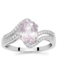 Minas Gerais Kunzite Ring with White Zircon in Sterling Silver 2.75cts