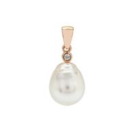 South Sea Cultured Pearl Pendant with Natural Pink Diamond in 9K Rose Gold (10MM)