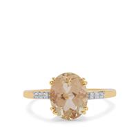 Oregon Peach Sunstone Ring with White Zircon in 9K Gold 2.45cts