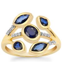 Sri Lankan Sapphire Ring with White Zircon in 9K Gold 1.45cts
