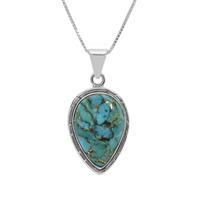 Copper Mojave Turquoise Pendant Necklace in Sterling Silver 14cts