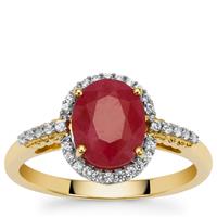 Burmese Ruby Ring with White Zircon in 9K Gold 2.65cts