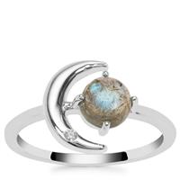 Labradorite Ring with White Zircon in Sterling Silver 1.05cts