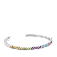 Multi Colour Gemstones Bangle in Sterling Silver 2.45cts