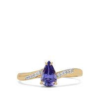 AA Tanzanite Ring with White Zircon in 9K Gold 0.95ct