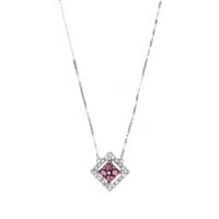 Purple and White Diamond Necklace in 10k White Gold 0.33ct