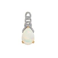 Ethiopian Opal Pendant with Diamond in 18K Gold 2.95cts