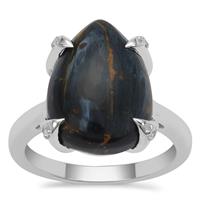 Namibian Pietersite Ring with White Topaz in Sterling Silver 6.50cts