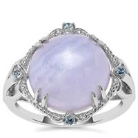 Blue Lace Agate Ring with Swiss Blue Topaz in Sterling Silver 8.54cts