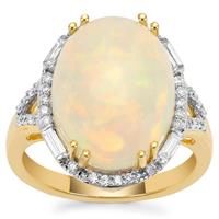 Ethiopian Opal Ring with Diamond in 18K Gold 6.60cts