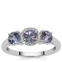 Bi Colour Tanzanite Ring with White Zircon in Sterling Silver 1.30cts