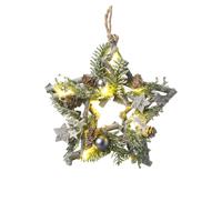 Silver Woodland Star Lightup Wreath 
