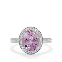 Minas Gerais Kunzite Ring with White Zircon in Sterling Silver 4.60cts