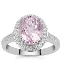 Minas Gerais Kunzite Ring with White Zircon in Sterling Silver 4.60cts