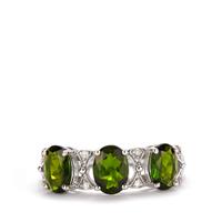 Chrome Diopside Ring with White Topaz in Sterling Silver 2.50cts