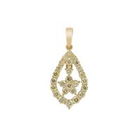 Natural Yellow Diamond Pendant in 9K Gold 1.08cts