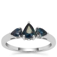 Nigerian Blue Sapphire Ring in 9K White Gold 1.20cts