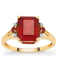 Malagasy Ruby Ring with White Zircon in 9K Gold 5.30cts (F)