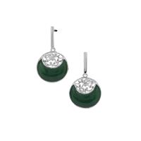 African Aventurine Earrings with White Zircon in Sterling Silver 8.90cts