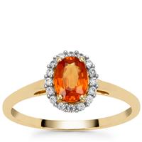 Orange Sapphire Ring with White Zircon in 9K Gold 1.25cts