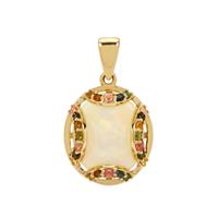 Ethiopian Opal Pendant with Multi-Colour Tourmaline in 9K Gold 5.10cts