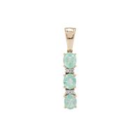 Siberian Emerald Pendant with White Zircon in 9K Gold 1.05cts