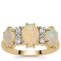 Ethiopian Opal Ring with White Zircon in 9K Gold 1.95cts