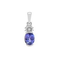 AAA Tanzanite Pendant with White Zircon in 9K White Gold 2.10cts