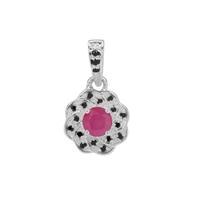 Kenyan Ruby Pendant with Black Spinel in Sterling Silver 0.75ct