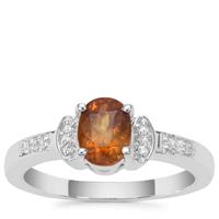 Morafeno Sphene Ring with White Zircon in Sterling Silver 1.23cts
