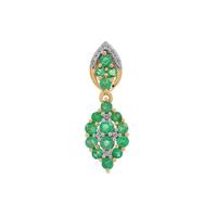 Zambian Emerald Pendant with White Zircon in 9K Gold 1.05cts