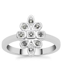 Black Diamond Ring in Sterling Silver 0.10ct