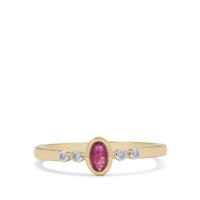Burmese Ruby Ring with Diamond in 9K Gold 0.30ct