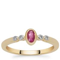 Burmese Ruby Ring with Diamond in 9K Gold 0.30ct