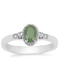 Sakota Emerald Ring with White Zircon in Sterling Silver 0.50ct