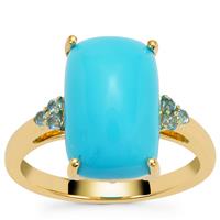 Sleeping Beauty Turquoise Ring with Marambaia London Blue Topaz in 9K Gold 5.35cts