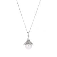 Kaori Cultured Pearl Necklace with White Topaz in Sterling Silver (12mm x 9mm)
