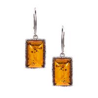 Baltic Cognac Amber (10x16mm) Earrings in Sterling Silver