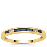 Australian Blue Sapphire Ring with Diamond in 9K Gold 0.45ct