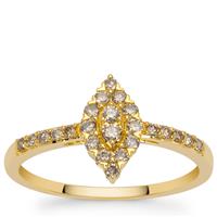 Golden Ivory  Diamonds Ring in 9K Gold 0.34ct