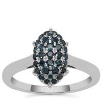 Blue Diamond Ring in Sterling Silver 0.50ct